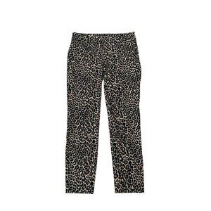 J Crew Women’s Winnie Pant Animal Print Pull On Side Zip Belt Loops Size 0 x 25L